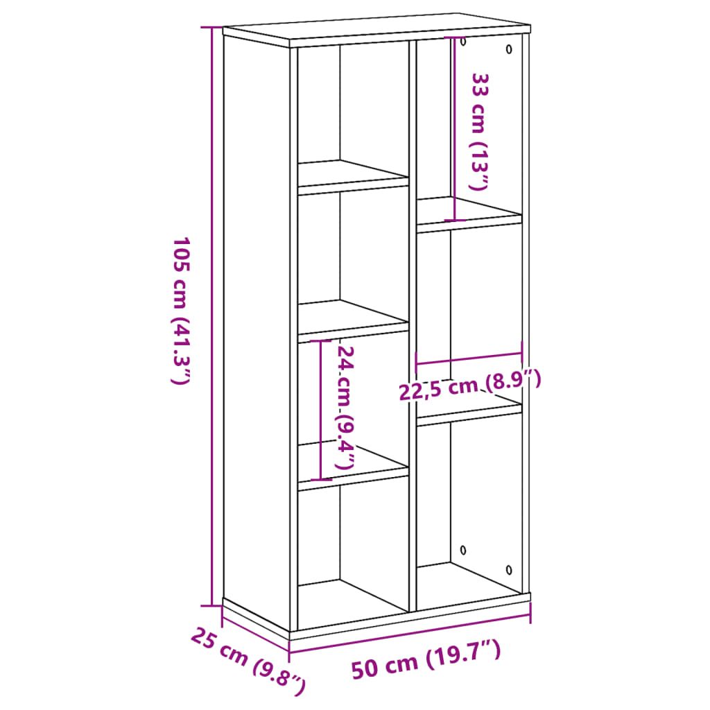 Libreria Nera 50x25x105 cm in Legno Multistrato 852790