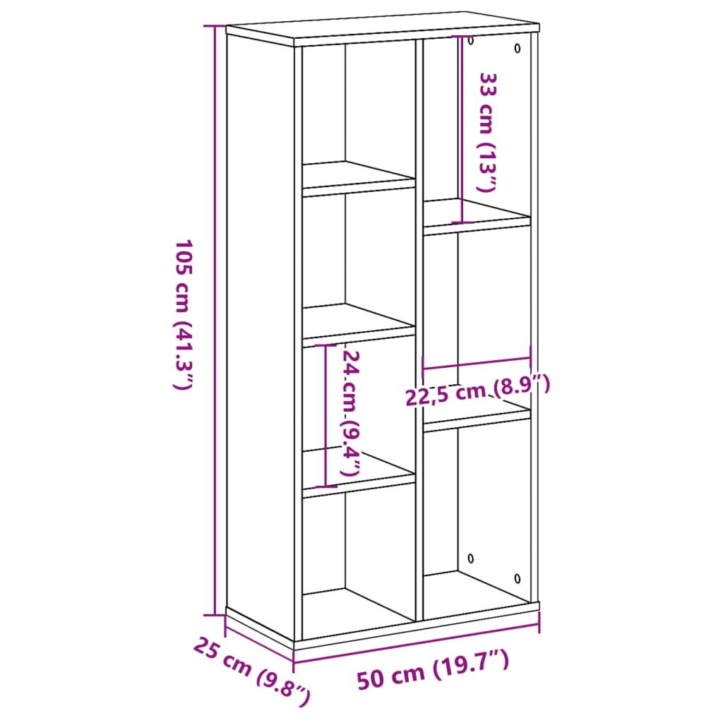 Libreria Grigio Cemento 50x25x105 cm in Legno Multistrato 852792