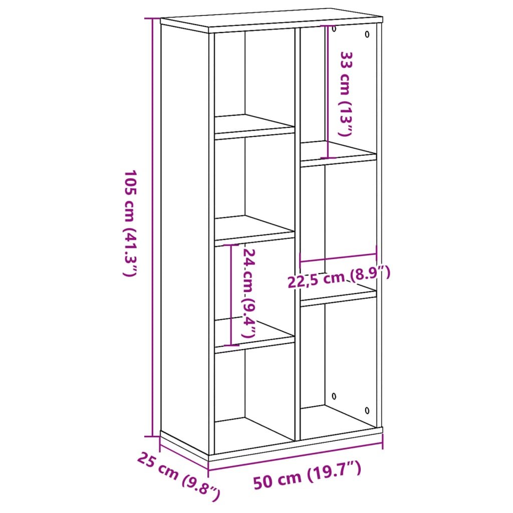 Libreria Legno Antico 50x25x105 cm in Legno Multistrato 852796