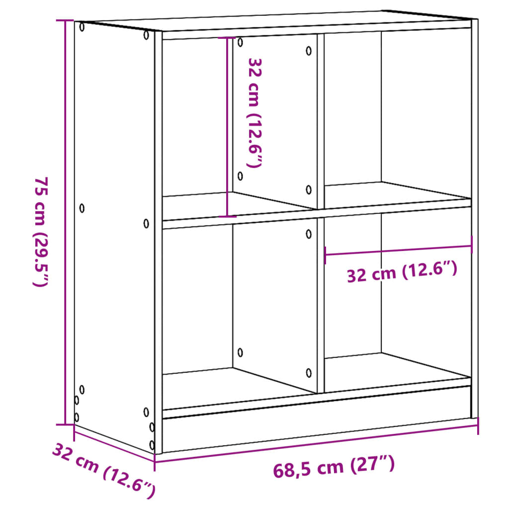 Libreria Bianca 68,5x32x75 cm in Legno Multistrato 852807