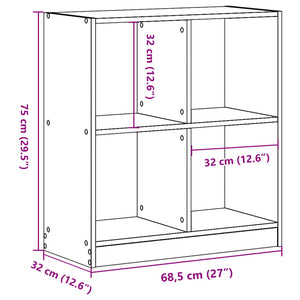 Libreria Bianca 68,5x32x75 cm in Legno Multistrato 852807