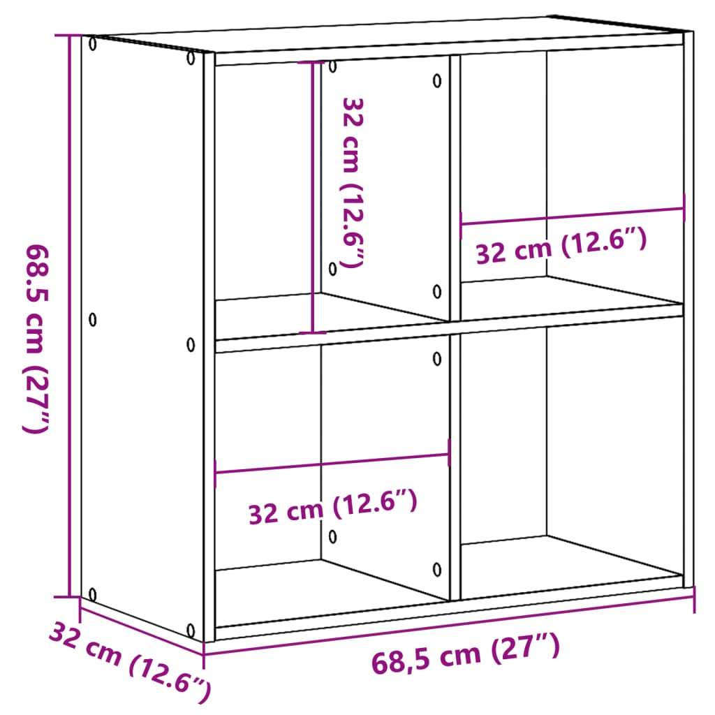 Libreria Bianca 68,5x32x68,5 cm in Legno Multistrato 852825