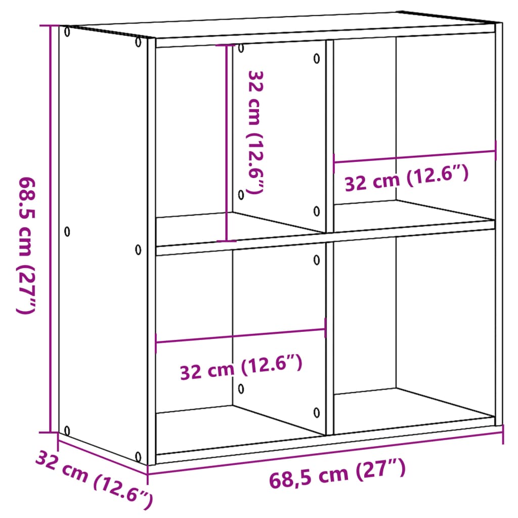 Libreria Legno Antico 68,5x32x68,5 cm in Legno Multistrato 852832