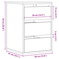 Cassettiera Angolare Nera 40x41x58 cm in Legno Multistrato 852835