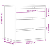 Cassettiera Angolare Nera 60x41x58 cm in Legno Multistrato 852844