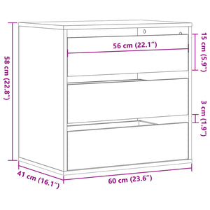 Cassettiera Angolo Grigio Cemento 60x41x58cm Legno Multistrato 852846