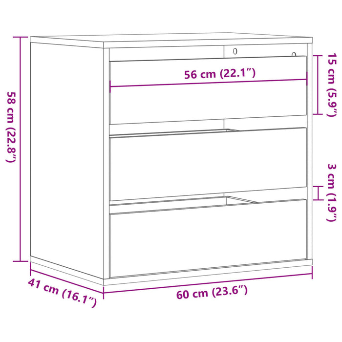 Cassettiera Angolo Rovere Marrone 60x41x58cm Legno Multistrato 852849