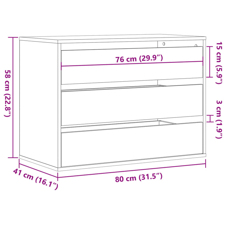 Cassettiera Bianca 80x41x58 cm in Legno Multistrato 852852