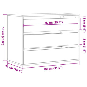 Cassettiera Angolare Nera 80x41x58 cm in Legno Multistrato 852853