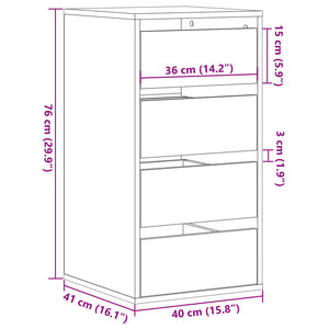 Cassettiera Angolare Rovere Fumo 40x41x76cm Legno Multistrato 852865