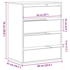 Cassettiera Angolare Rovere Sonoma 60x41x76cm Legno Multistrato 852872