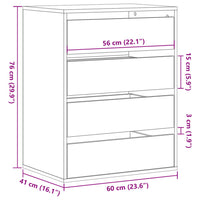 Cassettiera Angolo Grigio Cemento 60x41x76cm Legno Multistrato 852873