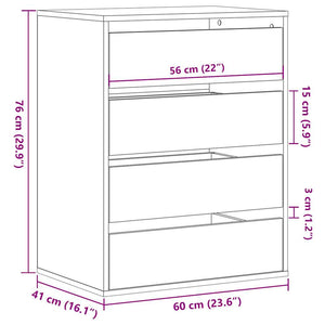 Cassettiera Angolare Rovere Fumo 60x41x76cm Legno Multistrato 852874