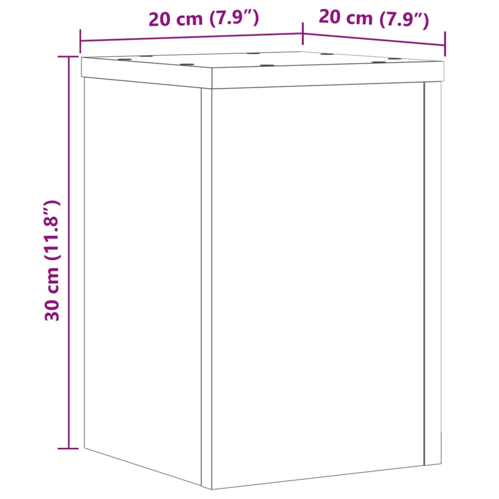 Supporti per Piante 2 pz Neri 20x20x30 cm Legno Multistrato 852898