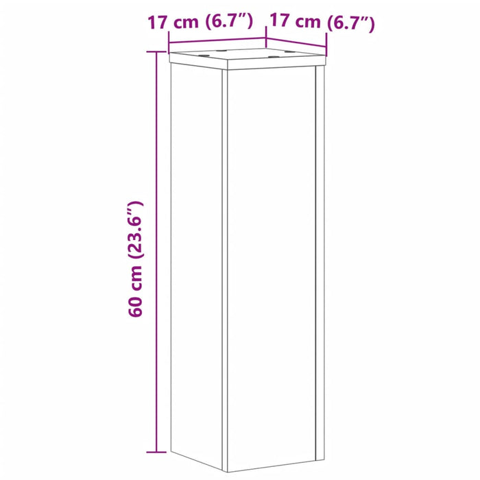 Supporti per Piante 2 pz Grigio 17x17x60 cm in Multistrato 852938