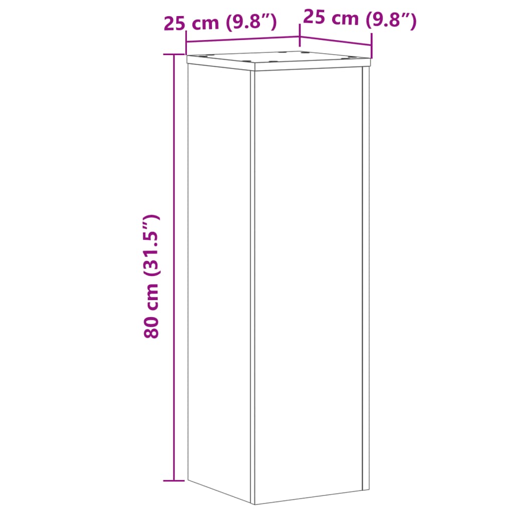 Supporti per Piante 2 pz Rovere 25x25x80 cm in Multistrato 852944