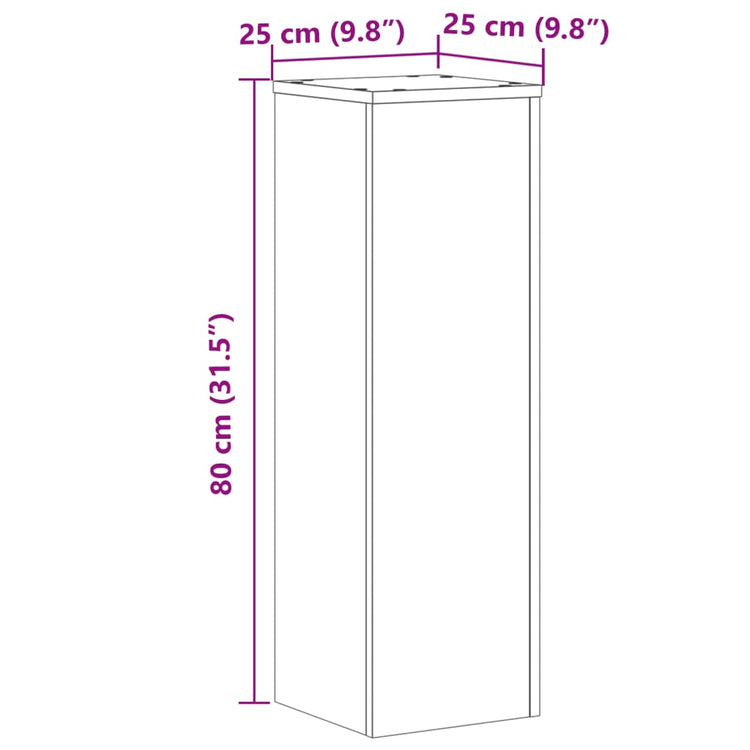 Supporti per Piante 2 pz Grigio 25x25x80 cm Legno Multistrato 852945