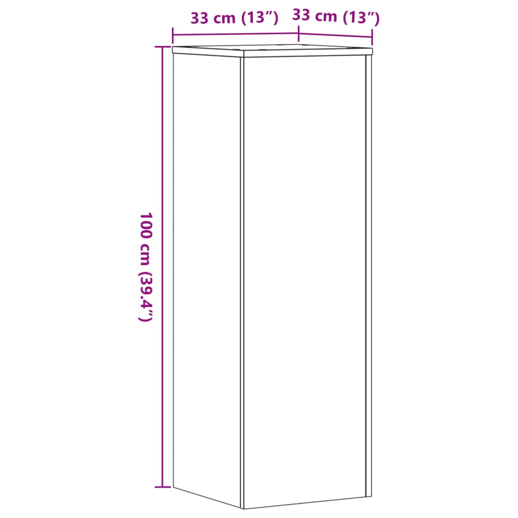 Supporto per Piante Rovere Sonoma 33x33x100cm Legno Multistrato 852953