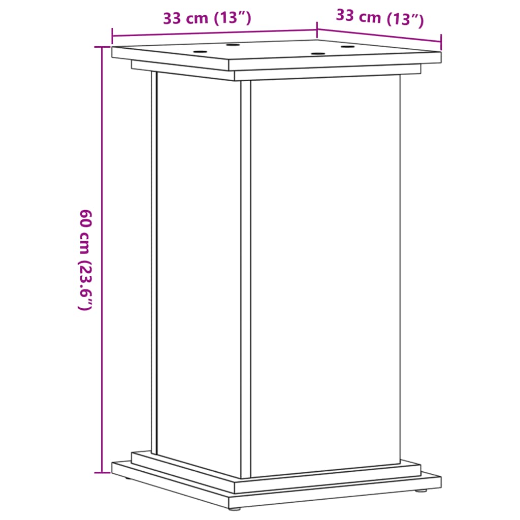 Supporto per Piante Rovere Sonoma 33x33x60 cm Legno Multistrato 852962