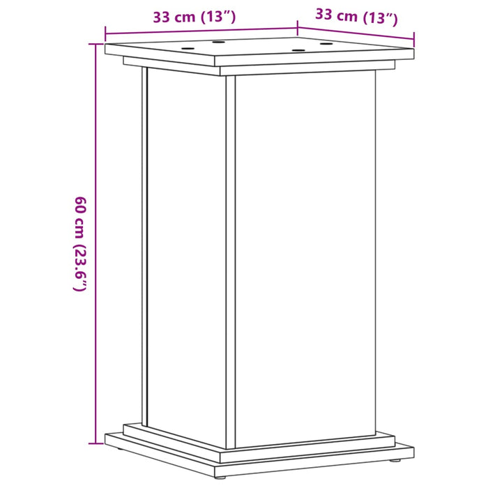 Supporto per Piante Legno Vecchio 33x33x60 cm Legno Multistrato 852967