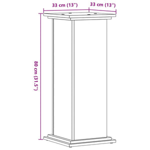 Supporto per Piante Nero 33x33x80 cm in Truciolato 852970