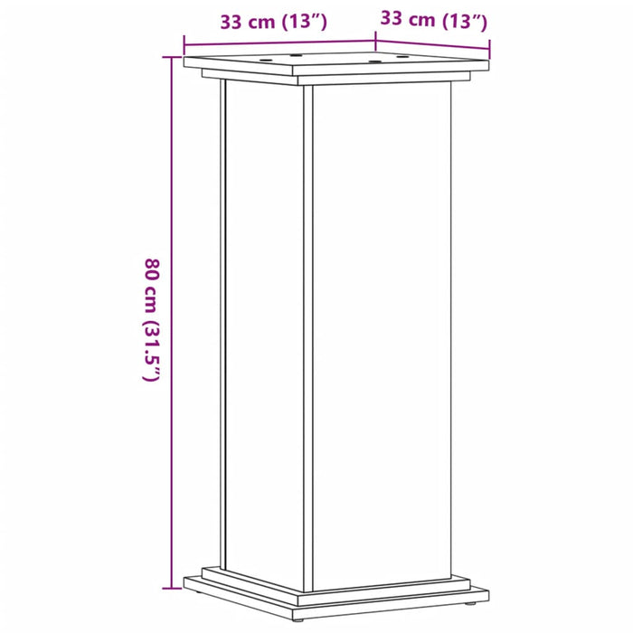 Supporto per Piante Rovere Artigianale 33x33x80 cm Multistrato 852977