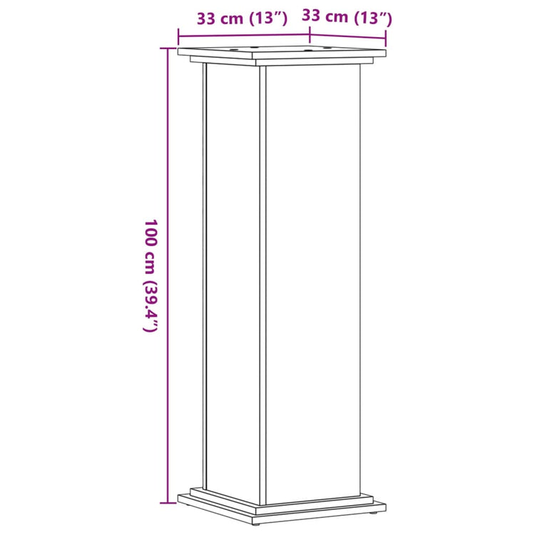 Supporto per Piante Rovere Sonoma 33x33x100cm Legno Multistrato 852980