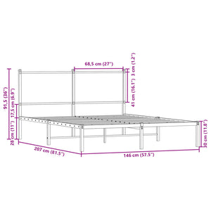 Giroletto con Testiera Metallo Rovere Fumo 140x200 cm 4007668