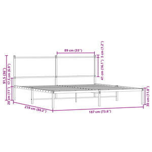 Giroletto con Testiera in Metallo Rovere Fumo 183x213 cm 4007672