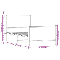 Giroletto con Testiera e Pediera Metallo Rovere Fumo 90x190 cm 4007677