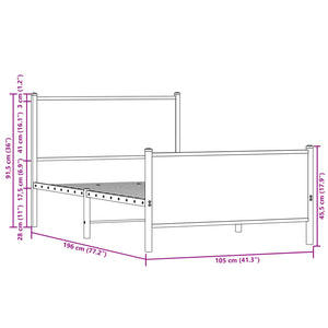 Giroletto con Testiera e Pediera Metallo Rovere Fumo 100x190 cm 4007679