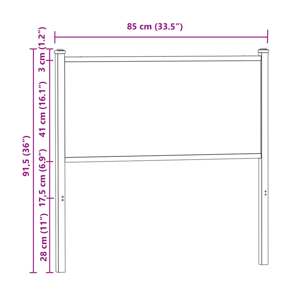 Testiera Rovere Fumo 80 cm in Legno Multistrato e Acciaio 4007694