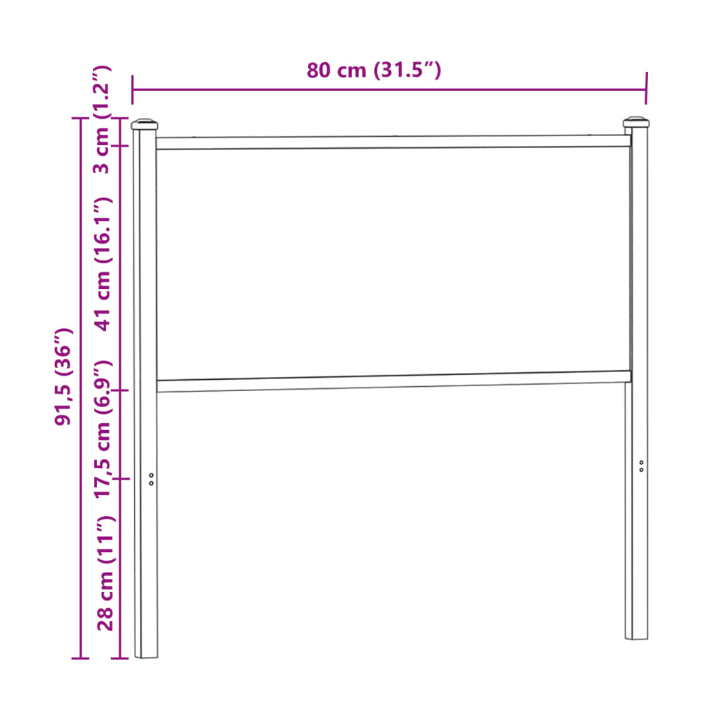 Testiera Sonoma 75 cm in Legno Multistrato e Acciaio 4007742