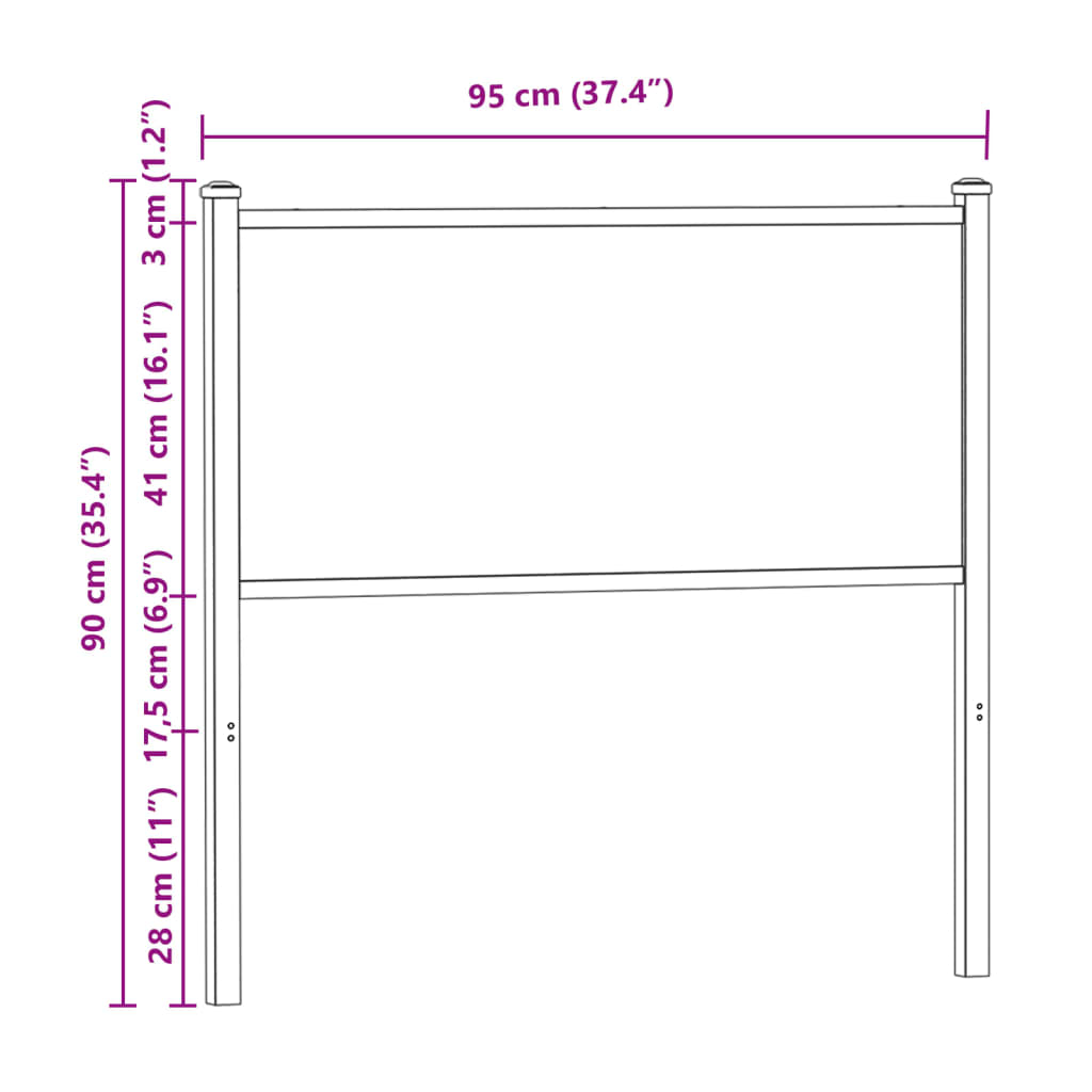 Testiera Sonoma 90 cm in Legno Multistrato e Acciaio 4007744