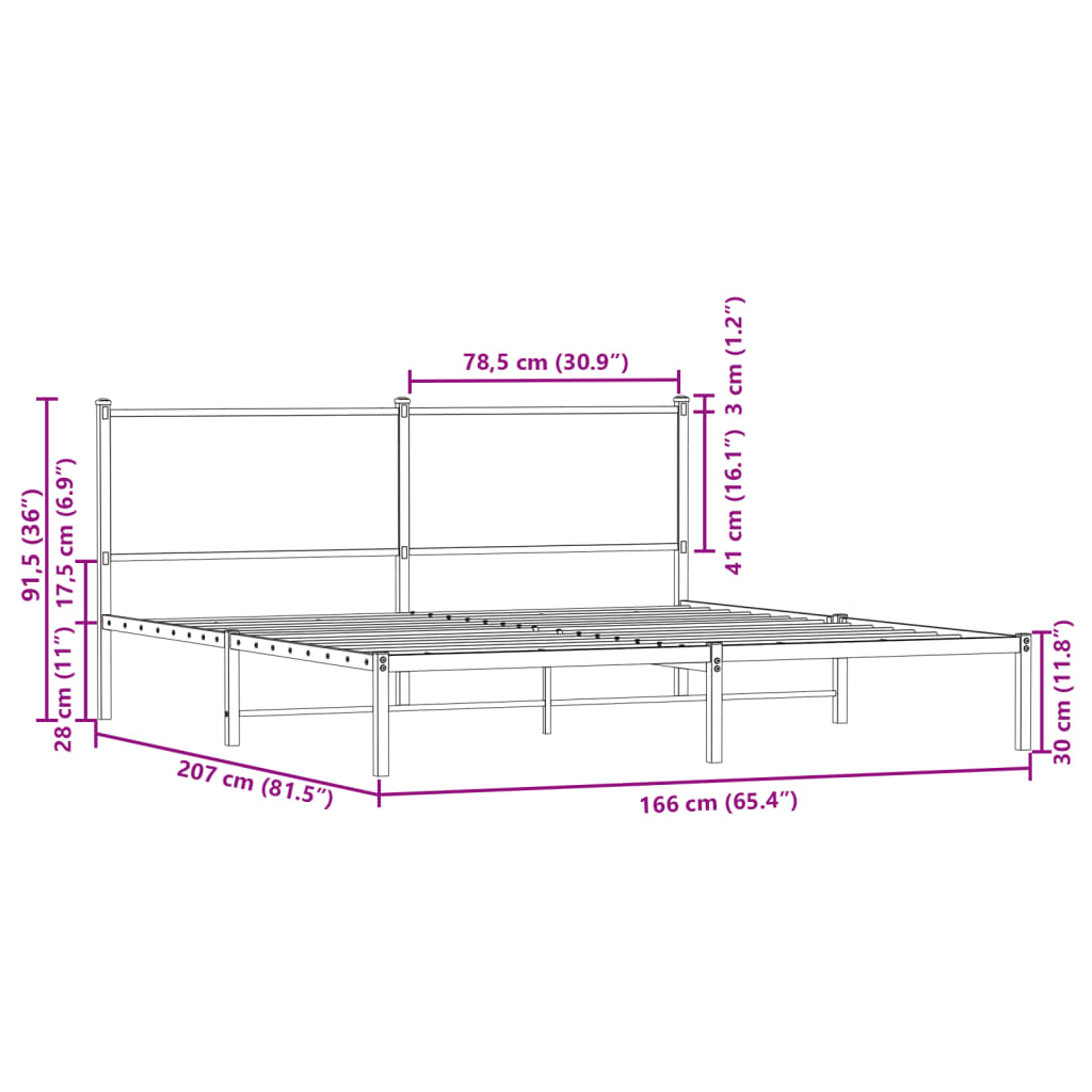 Giroletto senza Materaso in Metallo Rovere Marrone 160x200 cm 4007768