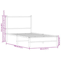 Giroletto senza Materasso in Metallo Rovere Fumo 75x190 cm 4007804