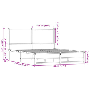 Giroletto senza Materaso in Metallo Rovere Sonoma 150x200 cm 4007888