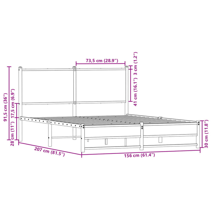 Giroletto senza Materaso in Metallo Rovere Sonoma 150x200 cm 4007888