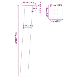 Gambe per Tavolino 4 pz Bianco 72 cm in Acciaio 4012505