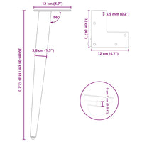 Gambe Tavolino Caffè Forma Conica 4pz Antracite 30-31cm Acciaio 4012510