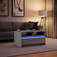 Tavolino da Salotto con Luci LED Rovere Sonoma in Truciolato 851993