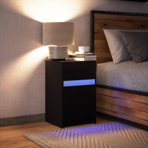 Comodino con Luci LED Nero in Legno Multistrato 852013