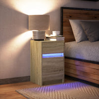 Comodino con Luci LED Rovere Sonoma in Legno Multistrato 852014