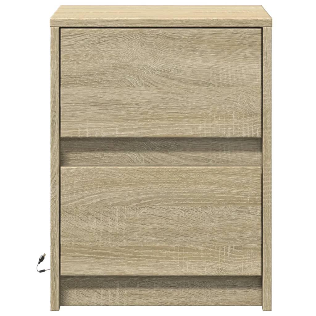 Comodini con Luci LED 2pz Rovere Sonoma in Legno Multistrato 852038