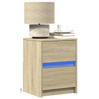 Comodini con Luci LED 2pz Rovere Sonoma in Legno Multistrato 852038