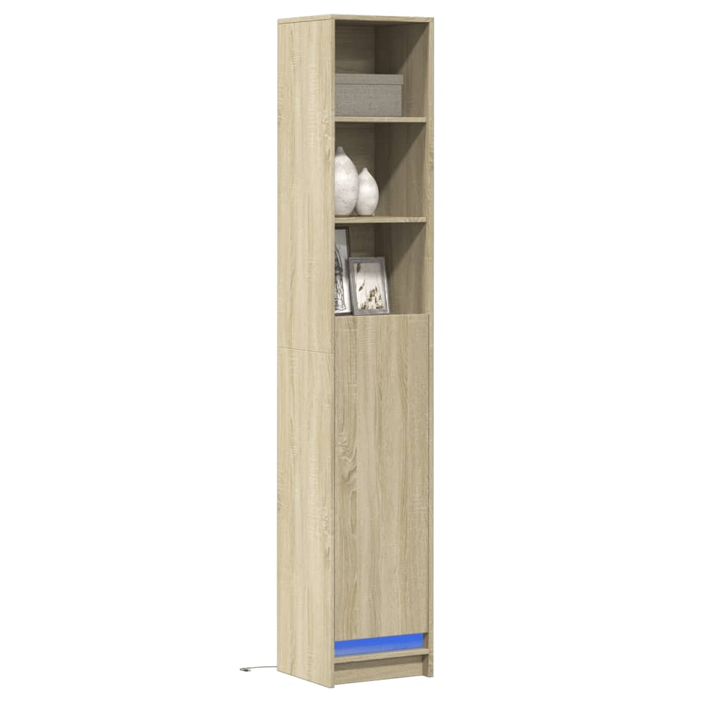 Credenza con LED Rovere Sonoma 36x32,5x200 cm Legno Multistrato 852126