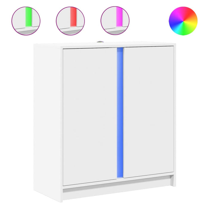 Credenza con LED Bianca 77x34x85 cm in Legno Multistrato 852131