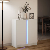 Credenza con LED Bianca 77x34x85 cm in Legno Multistrato 852131