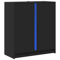 Credenza con LED Nera 77x34x85 cm in Legno Multistrato 852132