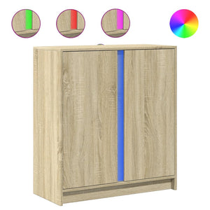 Credenza con LED Rovere Sonoma 77x34x85 cm in Legno Multistrato 852133